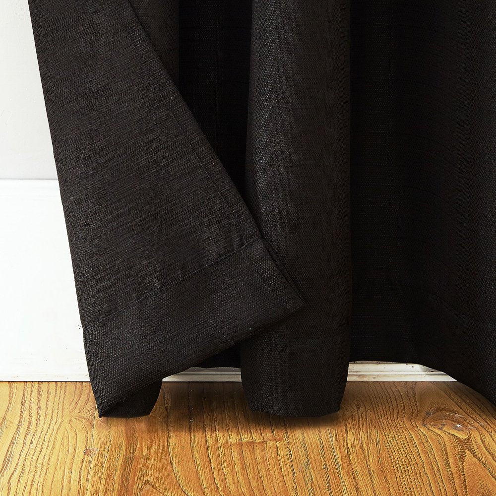 Textured Solid Curtain Single Panel, 38" X 95", Black