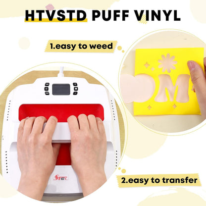 Glow in the Dark Puff HTV Vinyl -12"* 10" 6Pcs Neon Yellow Puffy HTV Iron on Vinyl Puffy Heat Transfer Vinyl for T-Shirts Puff