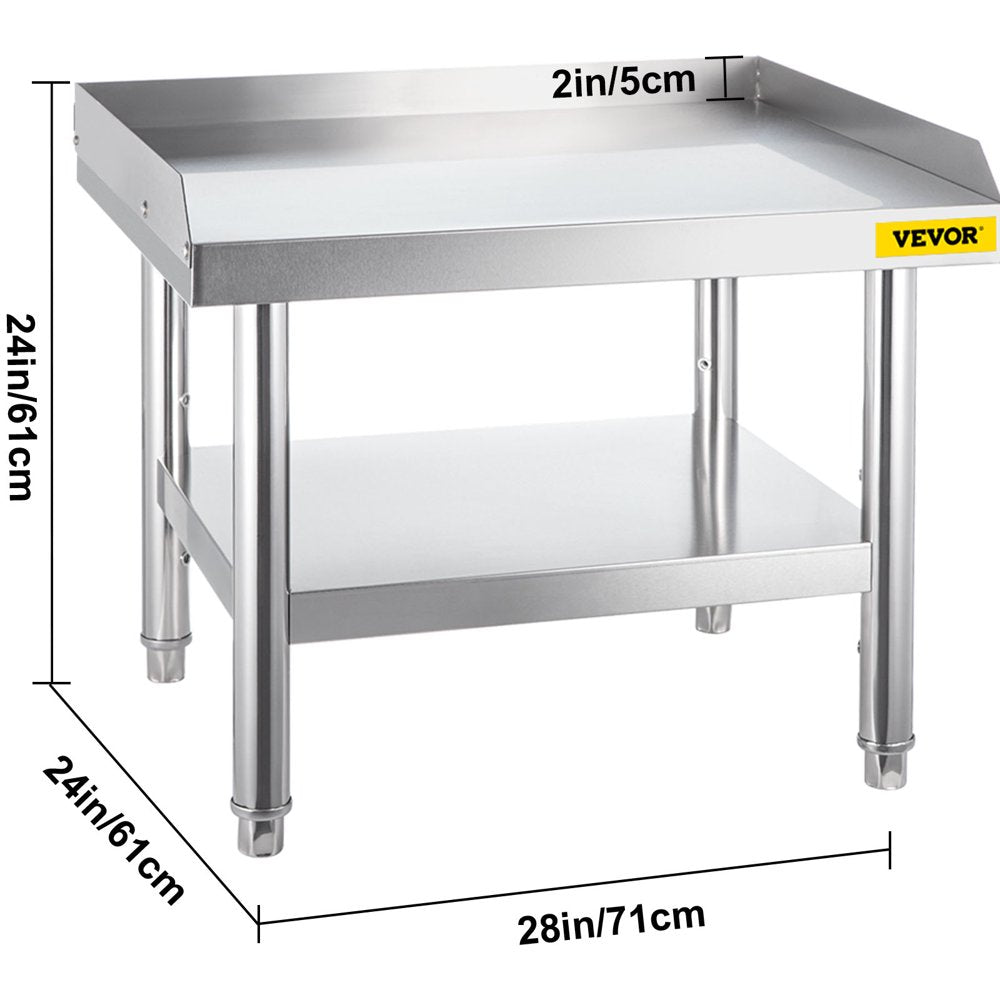 Stainless Steel Table, 24 X 28 Inch, Heavy Duty Prep & Work Metal Workbench with Adjustable Storage under Shelf and Table Feet, Commercial Equipment Stand for Hotel, Restaurant and Home Kitchen