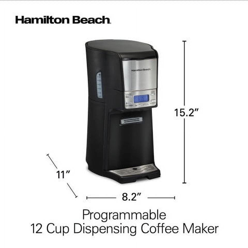 12 Cup Dispensing Coffee Maker, Stainless Steel and Black, 48464