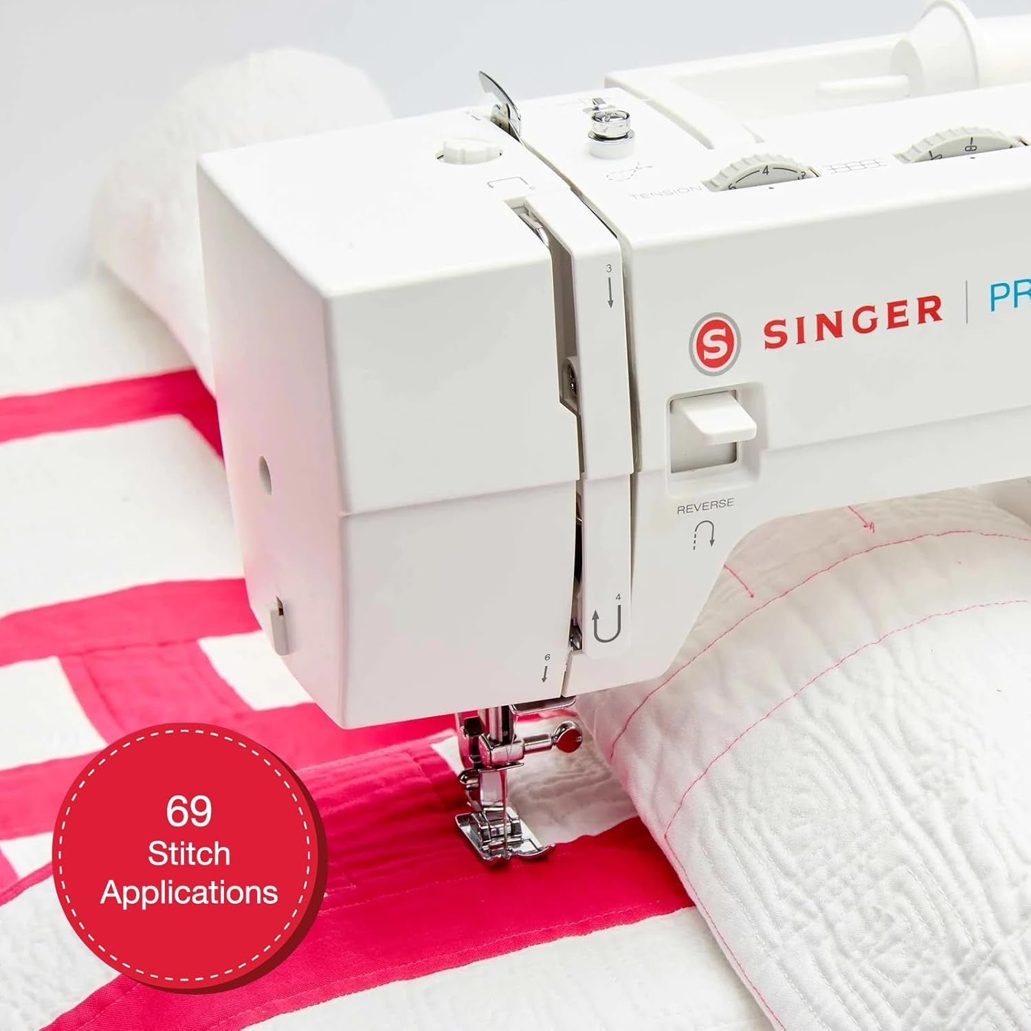 SINGER PRISMA Heavy Duty Sewing Machine with Accessory Kit | Bold Color Design, 50% More Power, 69 Stitch Applications, Full Metal Frame, High Speed, Quick Threading & Free Arm