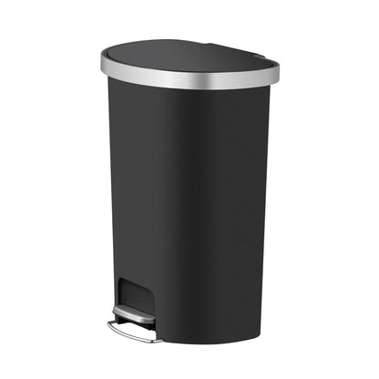 14.5-Gal Plastic Semi round Kitchen Step Trash Can, Black