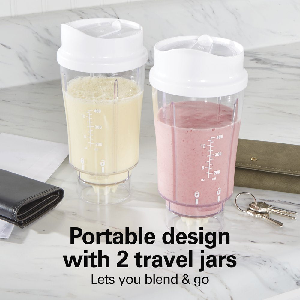 Smoothie Blender with 2 Travel Jars and 2 Lids, White 51102V