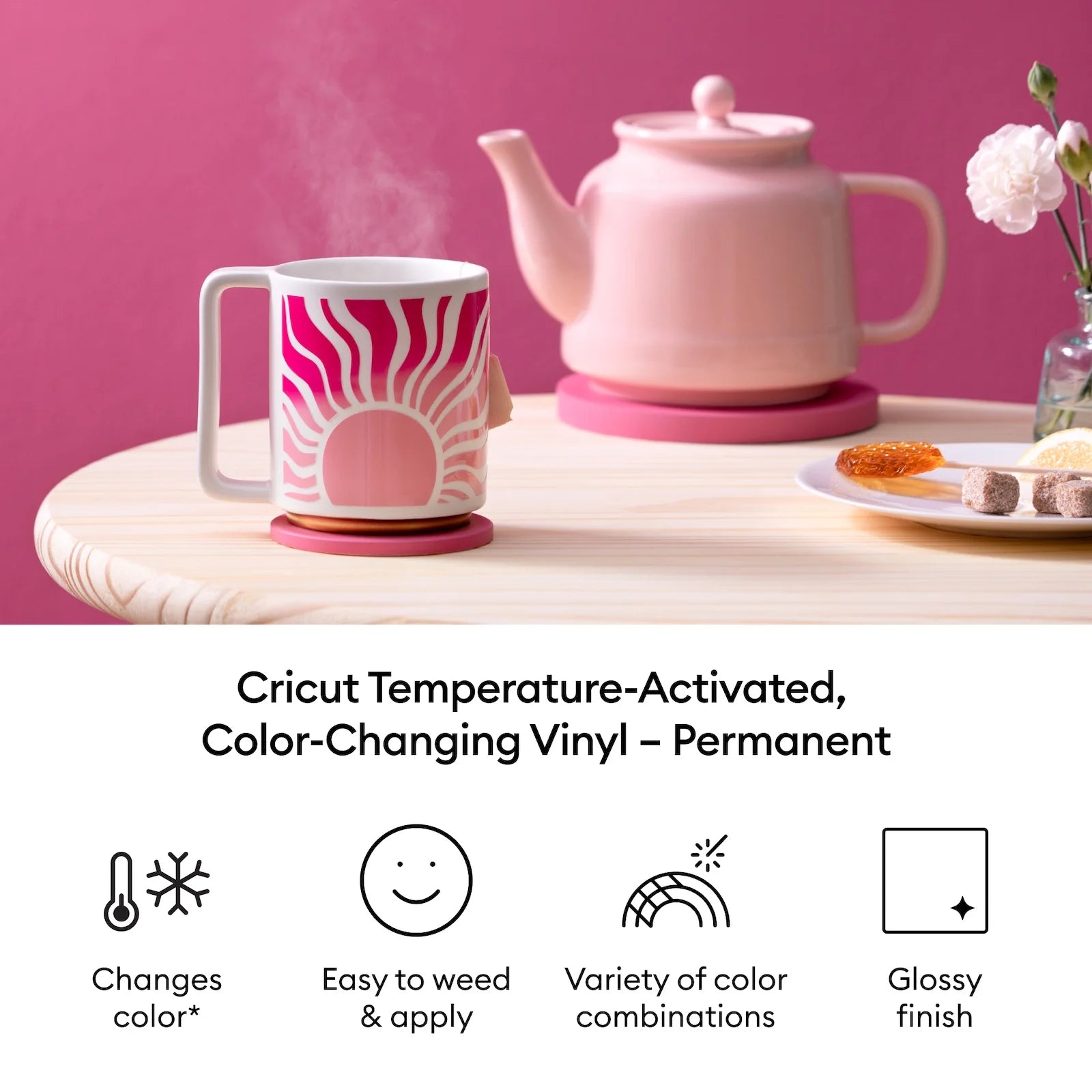 Cricut Temperature-Activated, Color-Changing Vinyl Permanent, Rainbow Sampler - 12 in X 12 in Sheets(5 Ct)