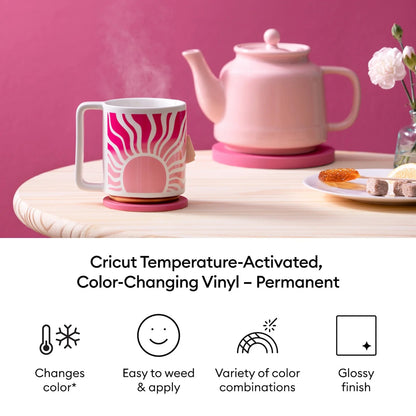 Cricut Temperature-Activated, Color-Changing Vinyl Permanent, Rainbow Sampler - 12 in X 12 in Sheets(5 Ct)