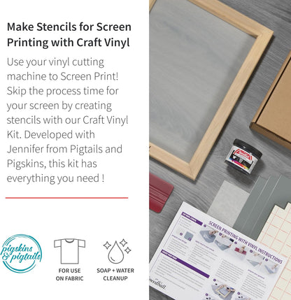 Speedball Beginner Screen Printing Craft Vinyl Kit, Use with Cutting Machine to Easily Print Custom T-Shirts and Home Decor
