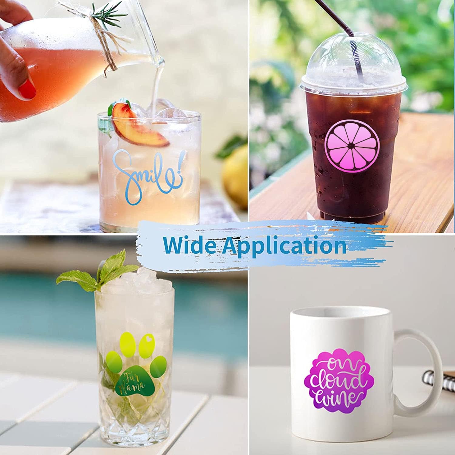 Color Changing Vinyl Permanent Adhesive for Cutting Machine,8 Pack Cold Bundle 6 Colors-12" X 10" Sheets +2 Transfer Sensitive Tape