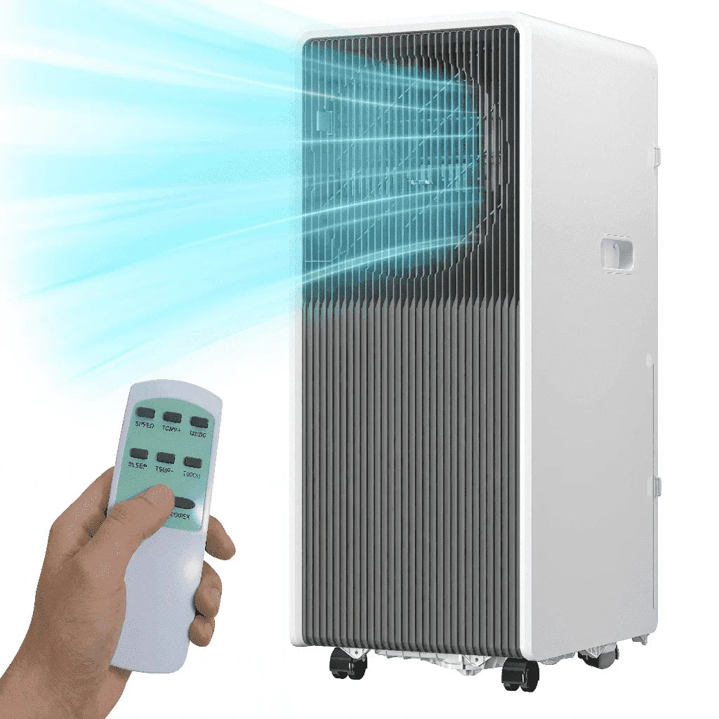 Portable Air Conditioners 14,000 BTU for Rooms up to 700 Sq.Ft. Portable AC, Dehumidifier, 24H Timer, Sleep Mode & Water Level Indication, Remote Control & Window Kit, White & Grey