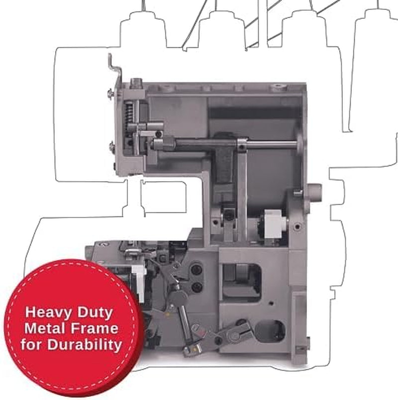 SINGER HD0450S Heavy Duty Serger | Overlock Machine with 2-3-4 Thread Capability, 1300 Stitches/Minute, 60% Larger Cutting Knife, Differential Feed, Full Metal Frame & Free Arm