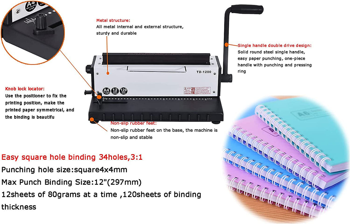 Manual Metal Coil Spiral Coil Binder Puncher Binding Machine