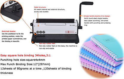 Manual Metal Coil Spiral Coil Binder Puncher Binding Machine