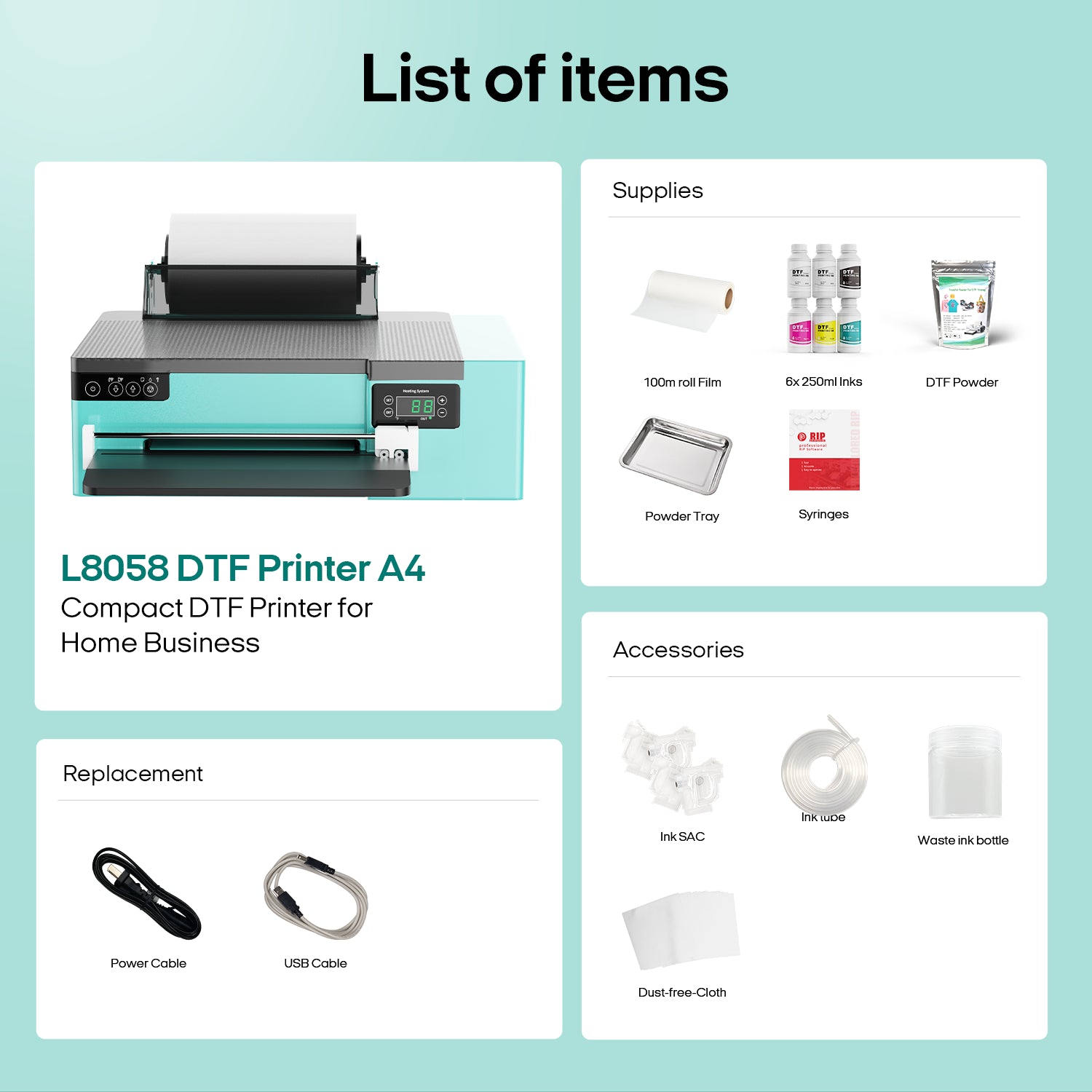 PUNEHOD DTF Printer A4 L8058 Transfer Printing DIY Print T-Shirt Printer + Oven
