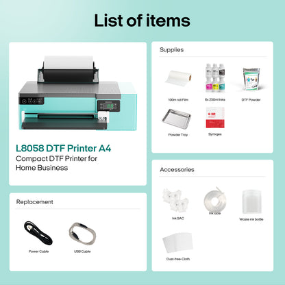 PUNEHOD DTF Printer A4 L8058 Transfer Printing DIY Print T-Shirt Printer + Oven