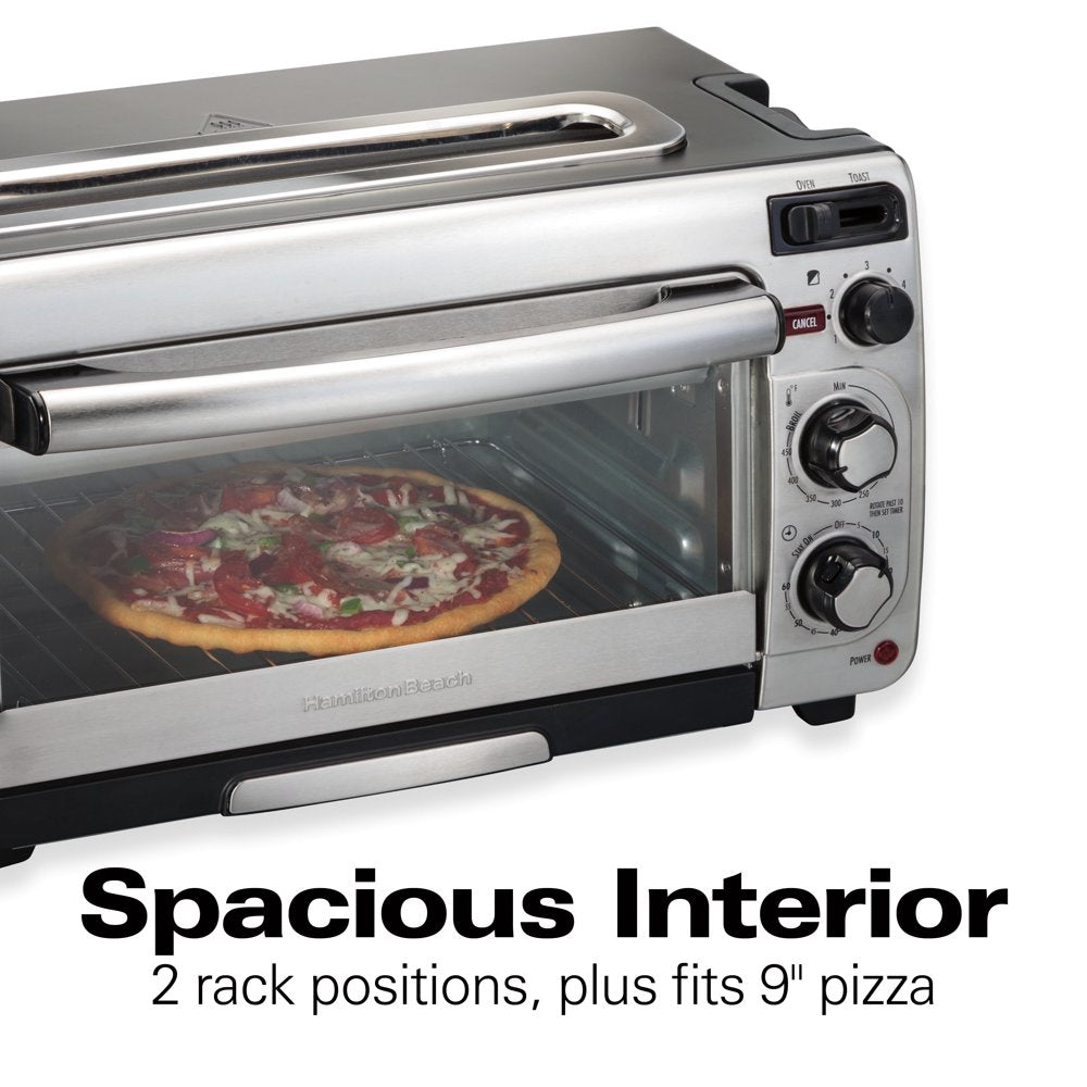 2-In-1 Countertop Oven and Long Slot Toaster, Stainless Steel, 60 Minute Timer and Automatic Shut off , 31156