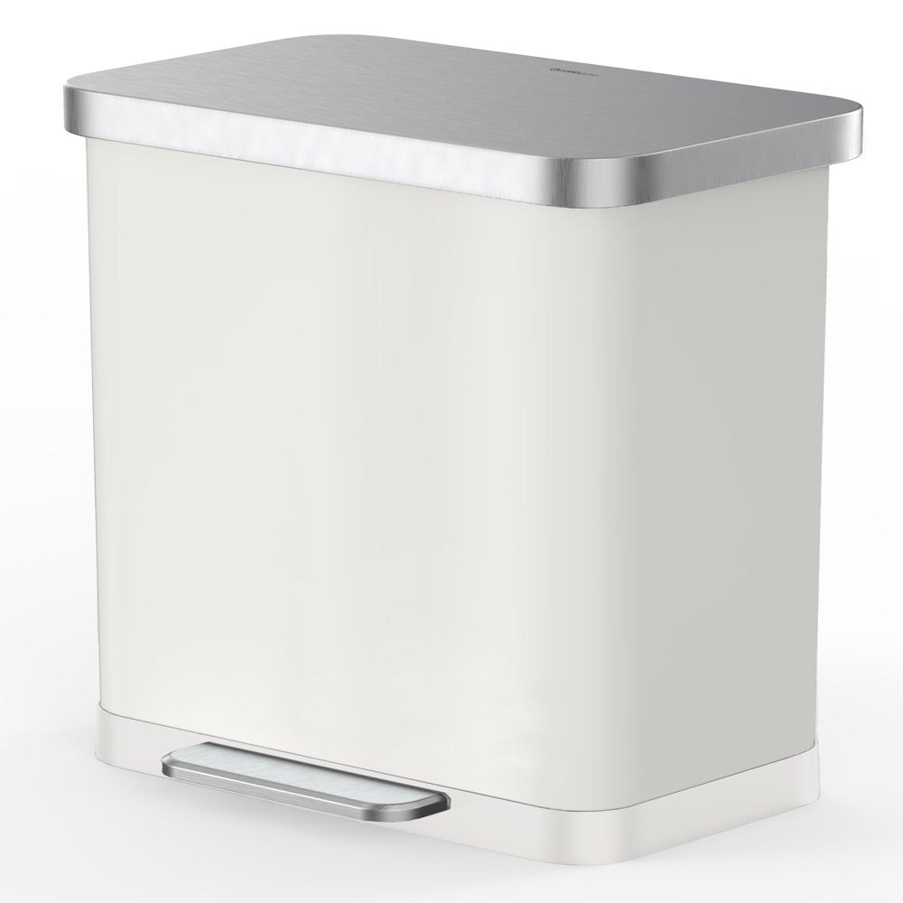 20 Gallon Trash Can, Stainless Steel Step on Kitchen Trash Can, Matte White