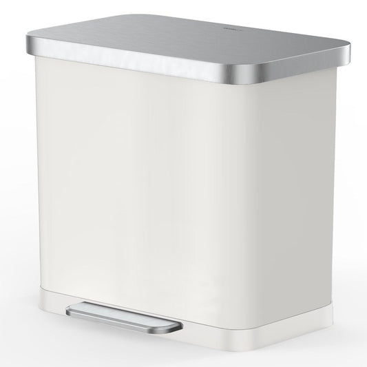 20 Gallon Trash Can, Stainless Steel Step on Kitchen Trash Can, Matte White