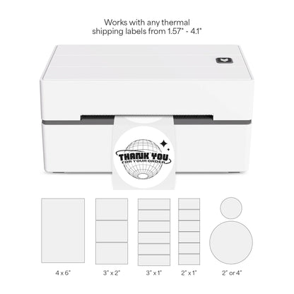 Bluetooth Thermal 4X6 Shipping Label Printer Bundle for Packages & Small Business - Android, Ios & Windows Compatible