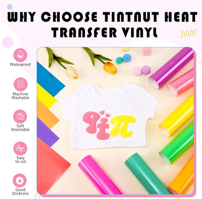 Tintnut Neon Puff Vinyl Heat Transfer - 12Pcs 12"X10" Multicolor 3D Puff HTV Iron on Vinyl Puff Heat Transfer Vinyl for T-Shirts Puffy HTV for Fabrics