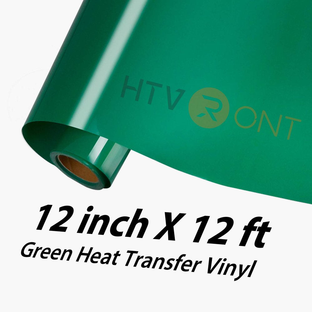 Green HTV Heat Transfer Vinyl Roll: 12" X 12FT Green HTV Vinyl for Shirts - Easy to Cut & Weed Iron on Vinyl for Clothes(Green)