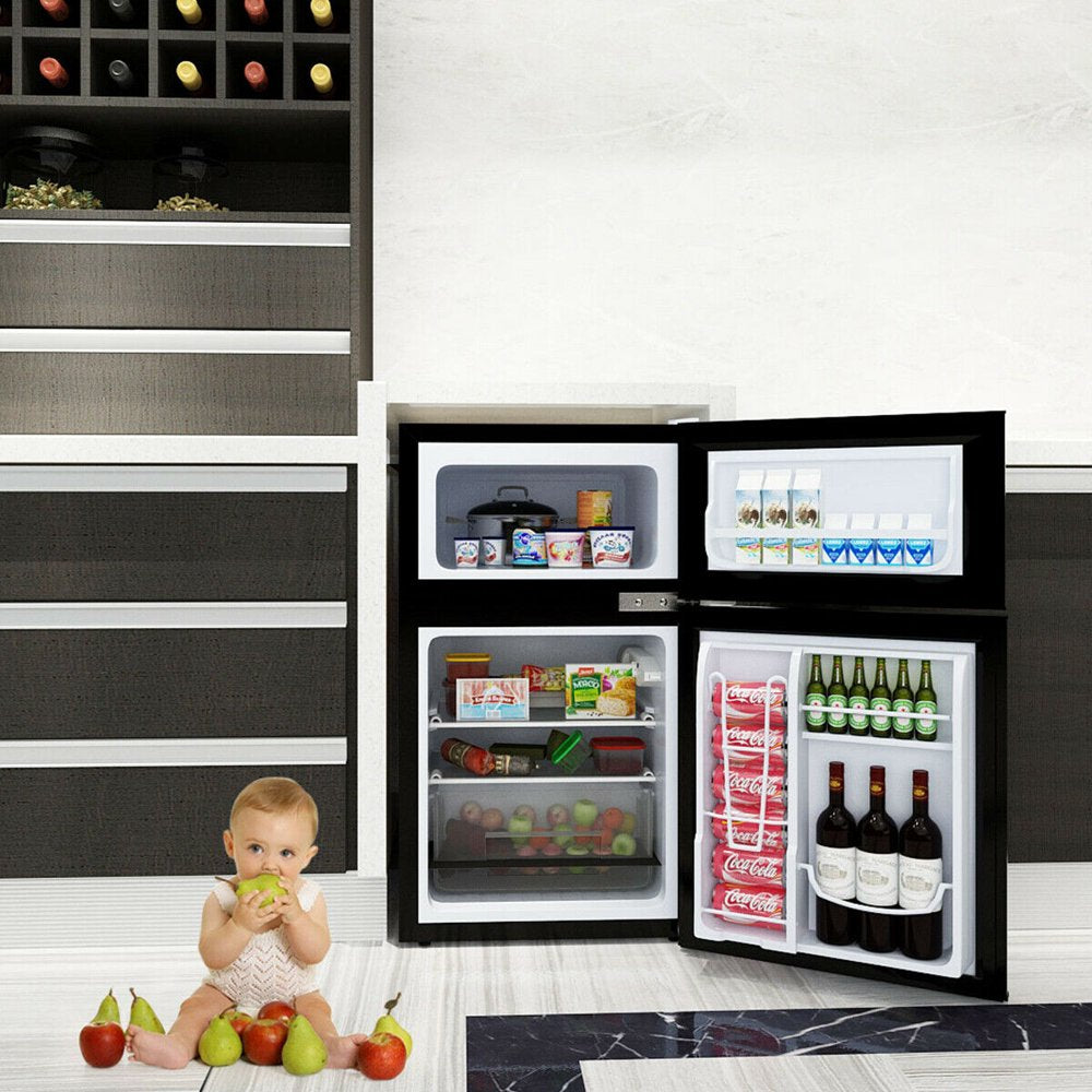 Refrigerator Small Freezer Cooler Fridge Compact 3.2 Cu Ft. Unit, Black
