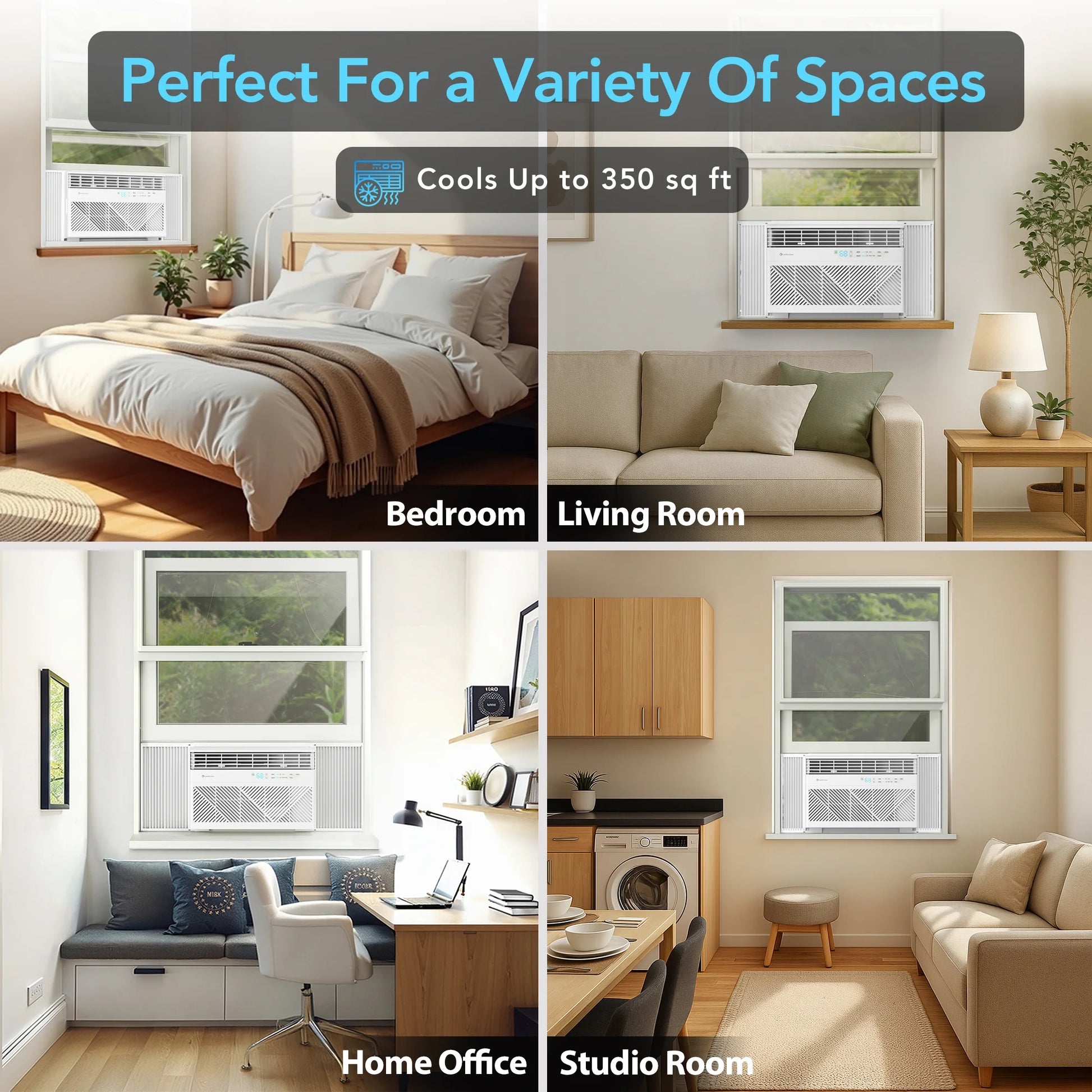 8,000 BTU Window Mounted Air Conditioner with Remote Control, Wi-Fi