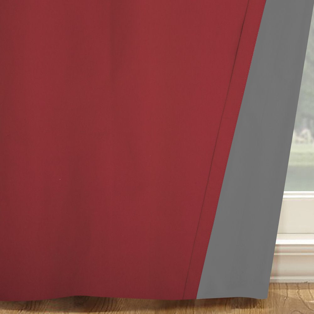 Solid Color Room Darkening Rod Pocket Curtain Panel Pair, Set of 2, Red, 30 X 63