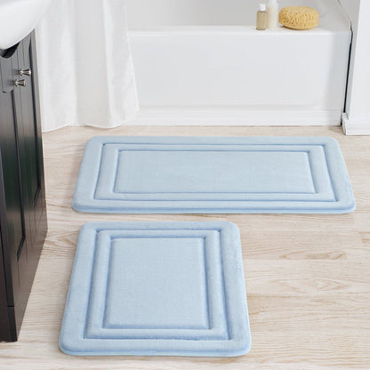 2 Piece Blue Memory Foam Bath Rug Set, Available in Multiple Colors