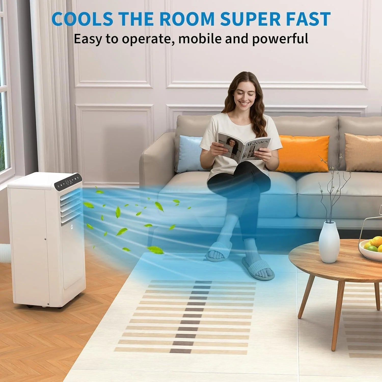 8,000 BTU Portable Air Conditioner: Cools Rooms up to 350 Sq. Ft,3-In-1 Unit with Remote Control