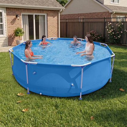 10Ft X 30In Metal Frame above Ground Swimming Pool, Round