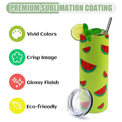 8 Pack Sublimation Blanks Tumblers 20 OZ Skinny Stainless Steel Mugs with Box, Paper and Straw