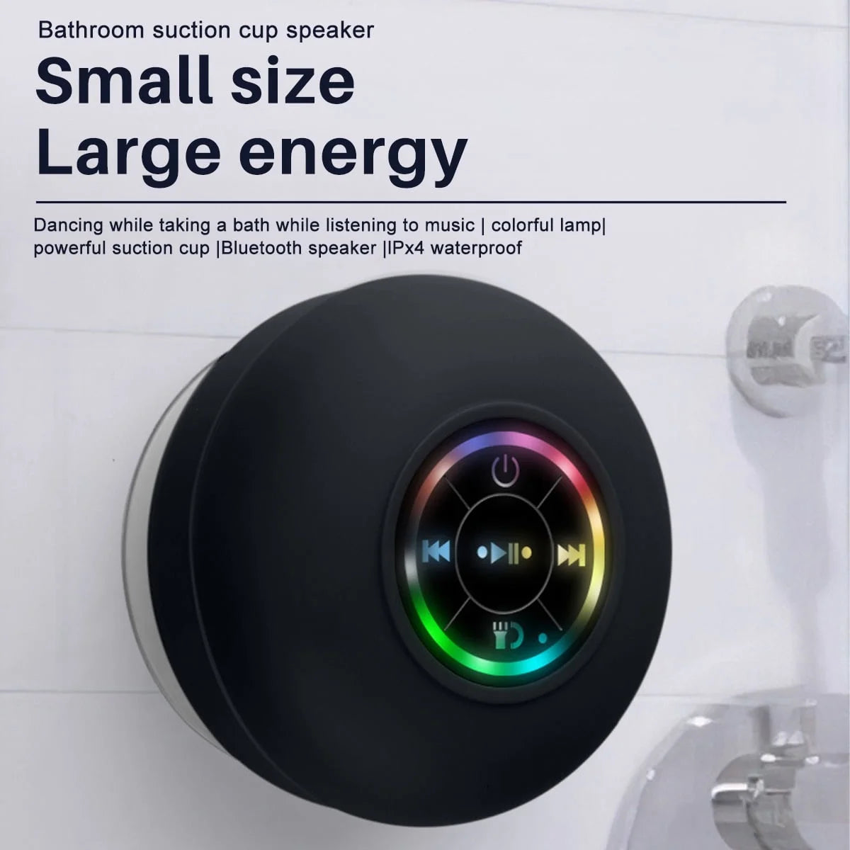 Bluetooth Floating Pool Speaker, Mini Bluetooth Speaker, Waterproof Speakers,Rgb Light Bluetooth Suction Cup Speaker,Portable Bluetooth Speaker for Outdoor Swim Camping Party