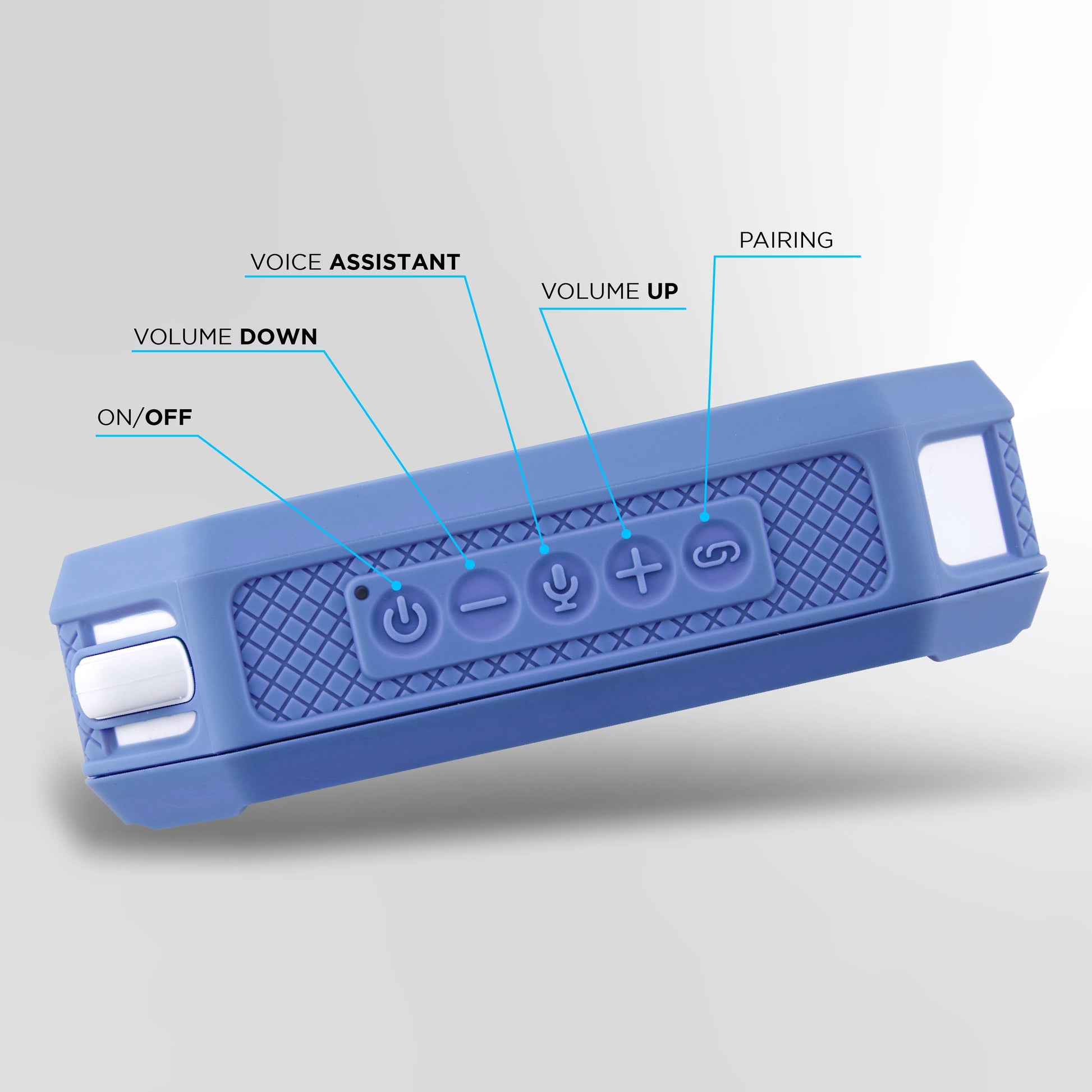 Hydramini 2.0 Everythingproof Bluetooth Speaker, Waterproof IP67, Floats, 12-Hour Playtime, Built-In Magnet, Carabiner & Mount, Blue White