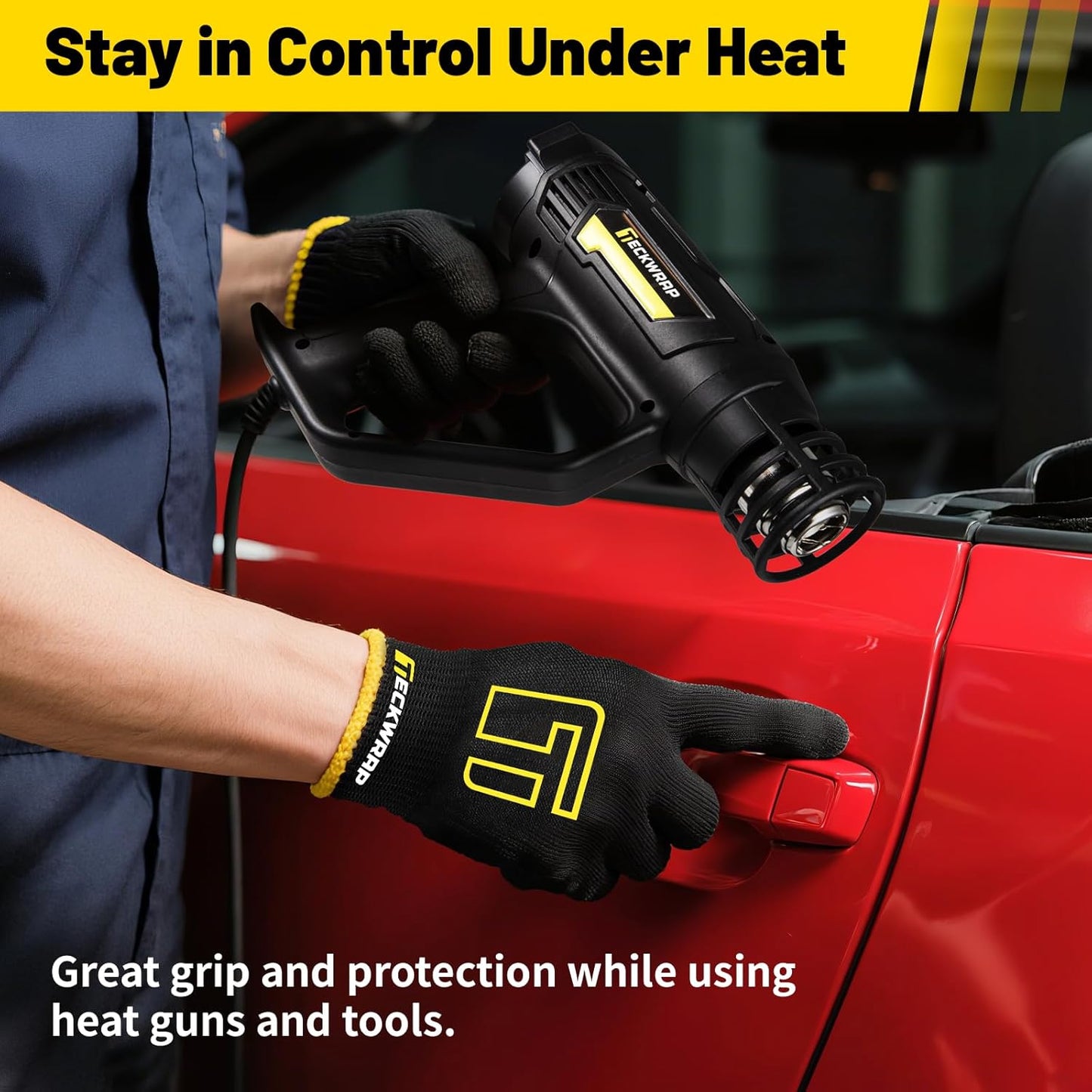 Vinyl Wrap Gloves 2 Pairs XL Black Cut Resistant Work Gloves for Car Wrapping Window Tinting Level 3 Protection Flexible Fit for Installers