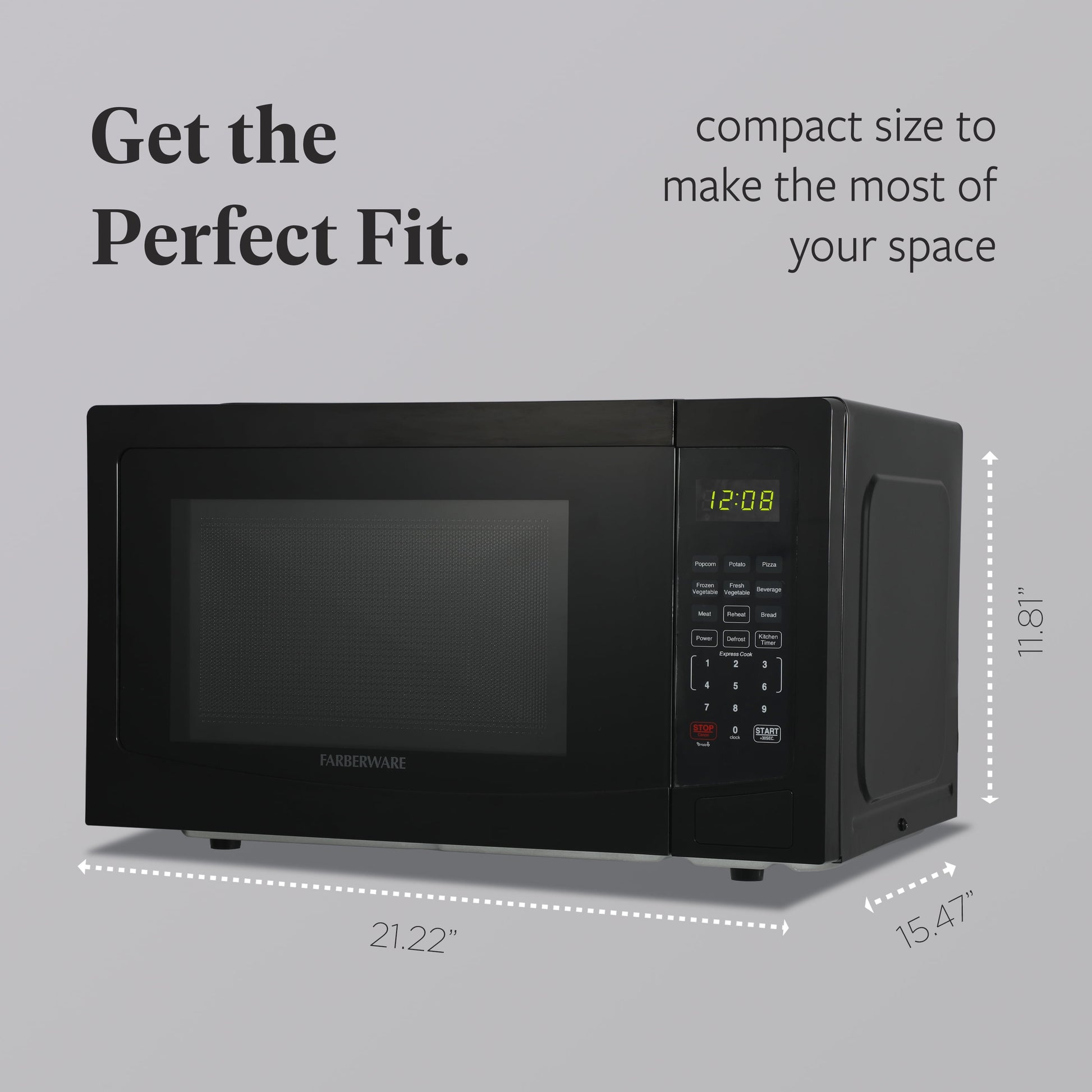 1.1 Cu. Ft. Countertop Microwave Oven – 1000W Power, Auto Cook Settings, Defrost, and Safety Lock – Black