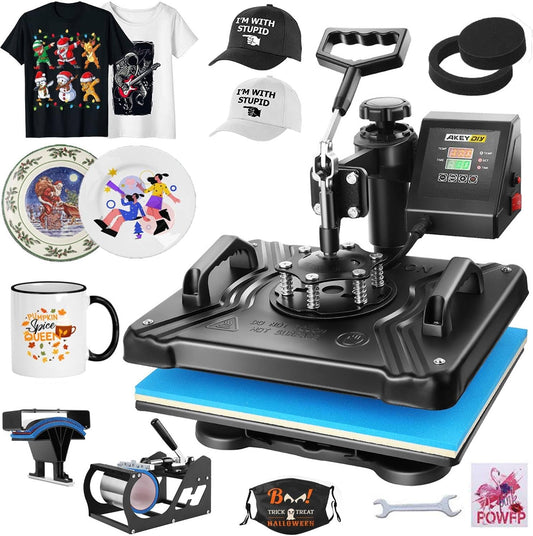 WHUBEFY Heat Press,5 in 1 Tshirt Printing Machine 15"X12" Digital Industrial Heat Transfer Machine,Sublimation Heat Press Machine for T Shirts/Mug/Cap/Plate/Diy