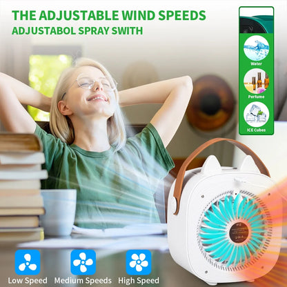 Portable Air Conditioners, Rechargeable Mini Air Conditioner Personal Air Cooler with 3 Speeds, Small Desk Air Conditioner for Bedroom, Office, Outdoor(White)