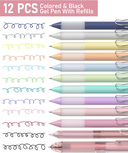 Nicpro 78 PCS Aesthetic School Supplies with Cute Pen Case, 12 Pastel Highlighters, 12 Color & Black Ink Gel Pens, 10 Mechanical Pencils 0.5, 0.7, 0.9, 2.0 Mm, 6 Multicolor Pen for Student Stationary