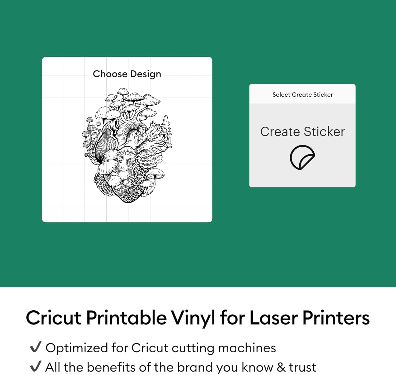 Cricut Printable Vinyl - 25 White Sheets, US Letter Size (8.5In X 11In) - Compatible with Inkjet Printers - for Joy Xtra, Explore, & Maker Machines