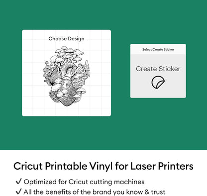 Cricut Printable Vinyl - 25 White Sheets, US Letter Size (8.5In X 11In) - Compatible with Inkjet Printers - for Joy Xtra, Explore, & Maker Machines