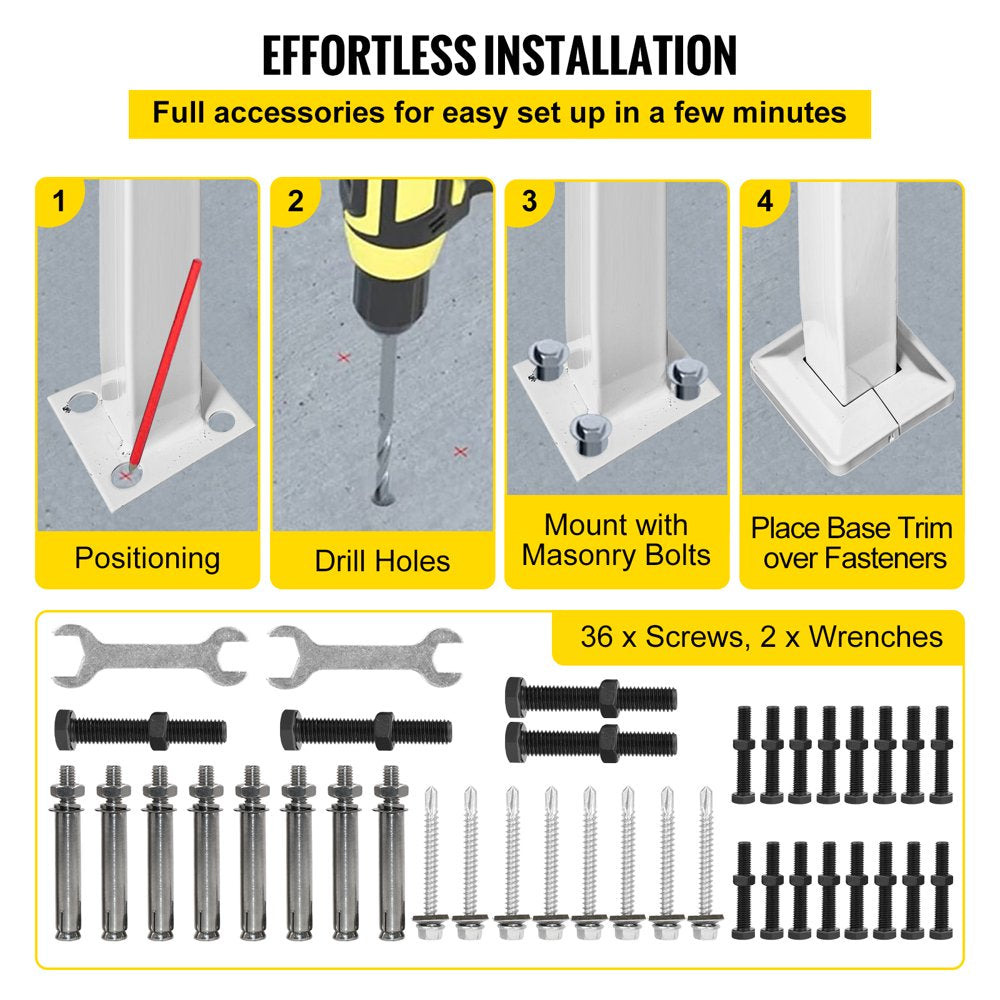 brand Handrail Picket #3 Fits 3 or 4 Steps Stair Rail Height Adjustable Wrought Iron Handrail with Installation Kit Hand Rails for Outdoor/Indoor Steps， Matte White