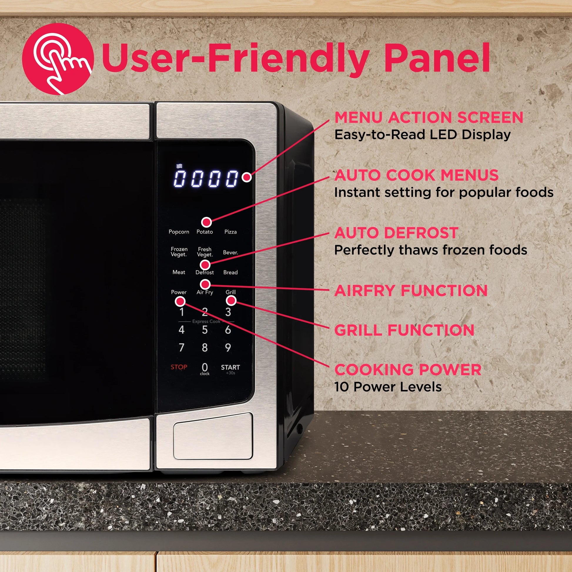 3-In 1 Countertop Microwave Oven / Air Fryer / Convection, 1.1 Cu. Ft., Stainless Steel
