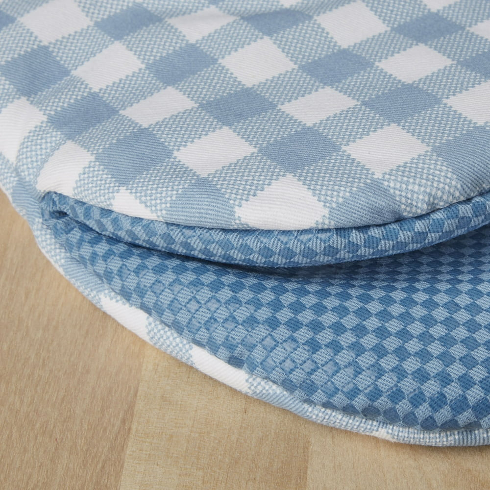 Gingham Mini Oven Mitt Set, Blue Velvet, 5.5"X8", Set of 2