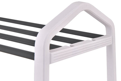 4-Tier Shoe Rack White Plastic Frame, Gray Coating, up to 12 Pairs