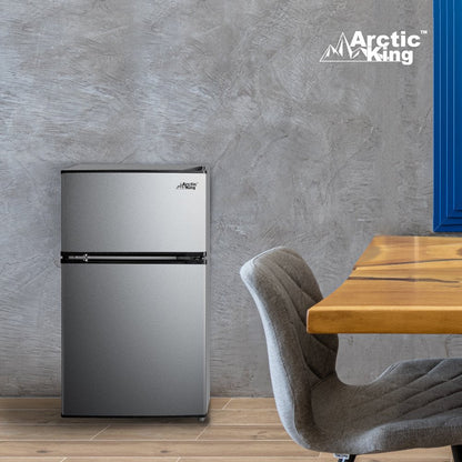 3.2 Cu Ft Two Door Mini Fridge with Freezer, Stainless Steel, E-Star, ARM32D5ASL