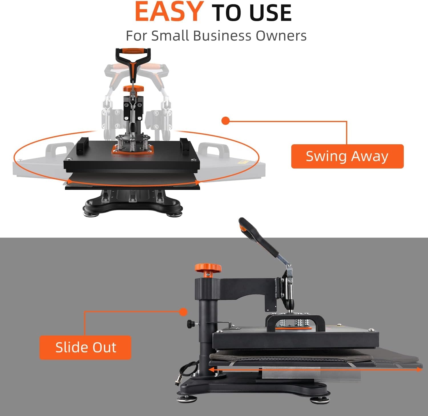 Heat Press 15X12 Inch Heat Press Machine 5 in 1 Digital Multifunctional Sublimation T-Shirt Heat Press Machine 360-Degree Swing Away ＆ Slide Out for T Shirts Hat Mug Cap Plate