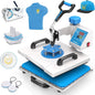 HORGELU 5 in 1 Heat Press Machine 12X15 Inch Heat Transfer Machine 360-Degree Swing Away Multifunction Digital Sublimation Combo Heat Press for T Shirt Mug Hat Plate for Commercial Home 110V