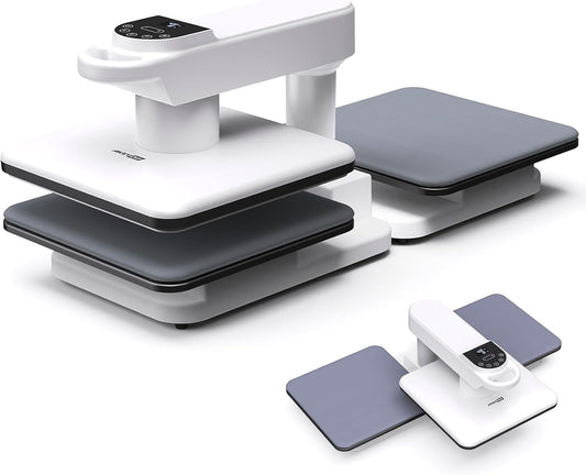 AKEYDIY 15X15 Heat Press, Dual Auto Heat Press Machine for T-Shirts, 360° Swing Away Heat Press with Auto Press Release for Sublimation Pillows, Canvas Bags, Puzzles, Coasters (15X15 White)