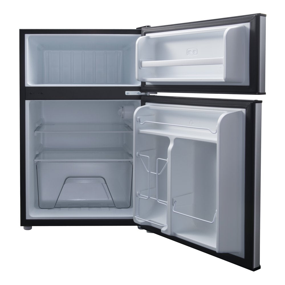 3.1 Cu Ft Two Door Mini Fridge with Freezer Estar GL31S5E, Stainless