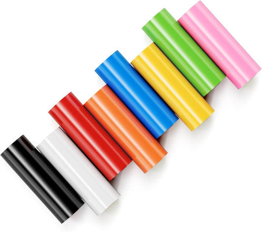 Permanent Vinyl for , Cricut Cutting Machine, 4.5In X 6Ft Durable Outdoor Use PET Backing Adhesive Vinyl, 8 Assorted Colors Roll Crafting Supplies