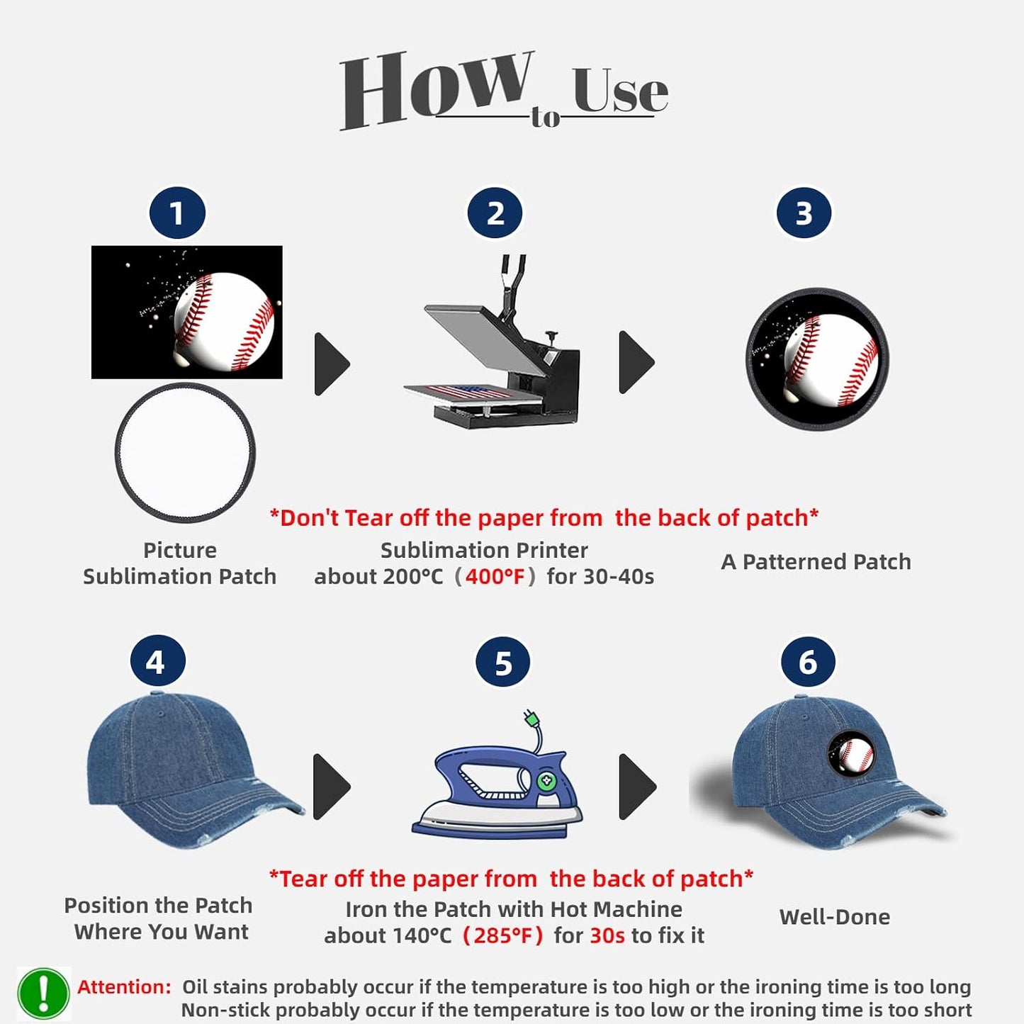 Sublimation Patches - Iron on Blank Patches for DIY Crafts Hats Caps Backpack Uniforms (Round / 90Pcs)